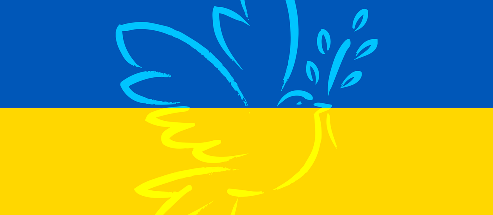 Zu sehen ist die Flagge der Ukraine. Darauf ist zudem eine Friedenstaube zu sehen.